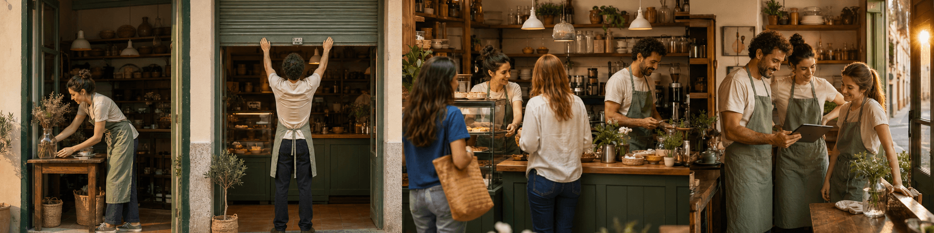 Four moments in a small business day: preparation, opening, working and closing